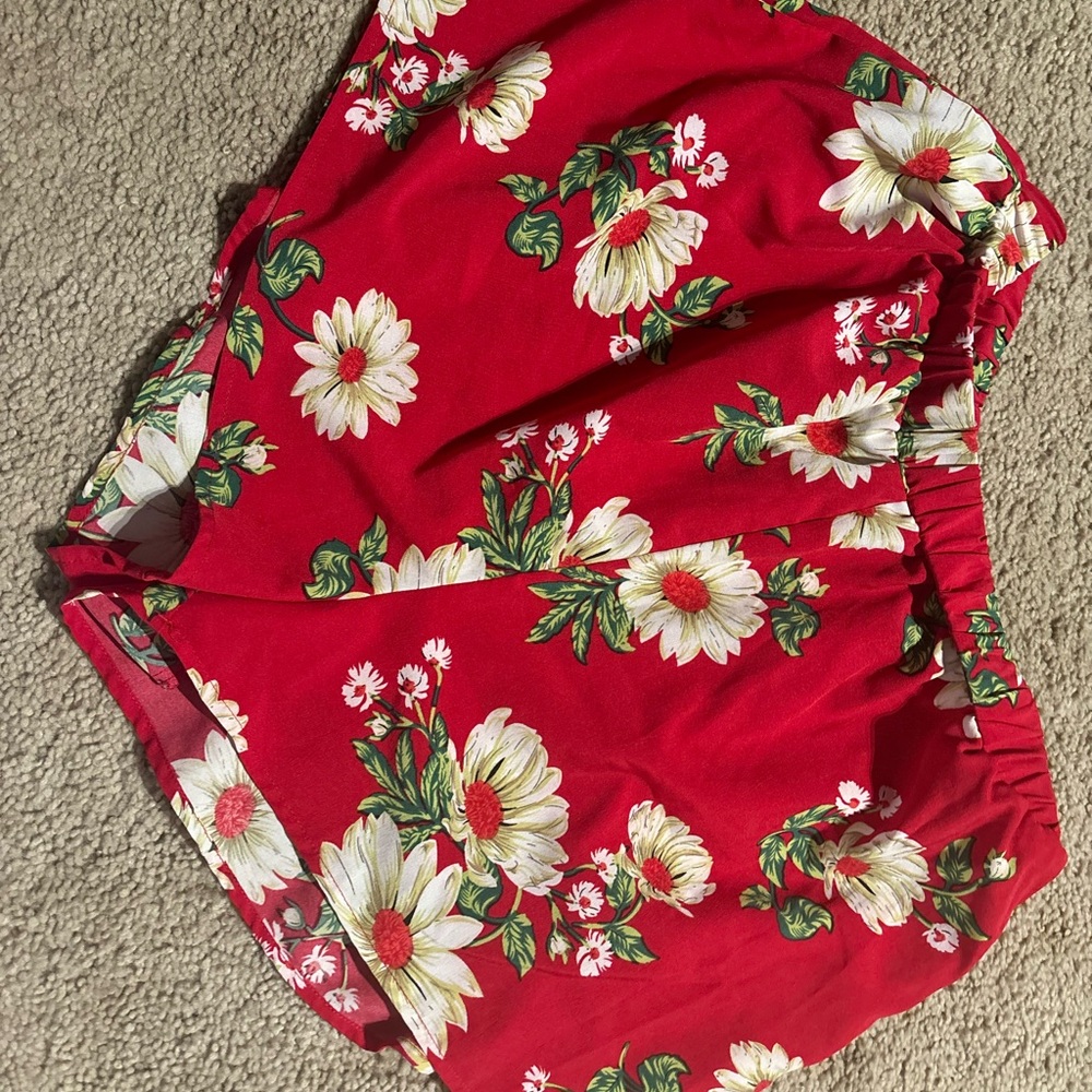 SHEIN Red Floral Skirt